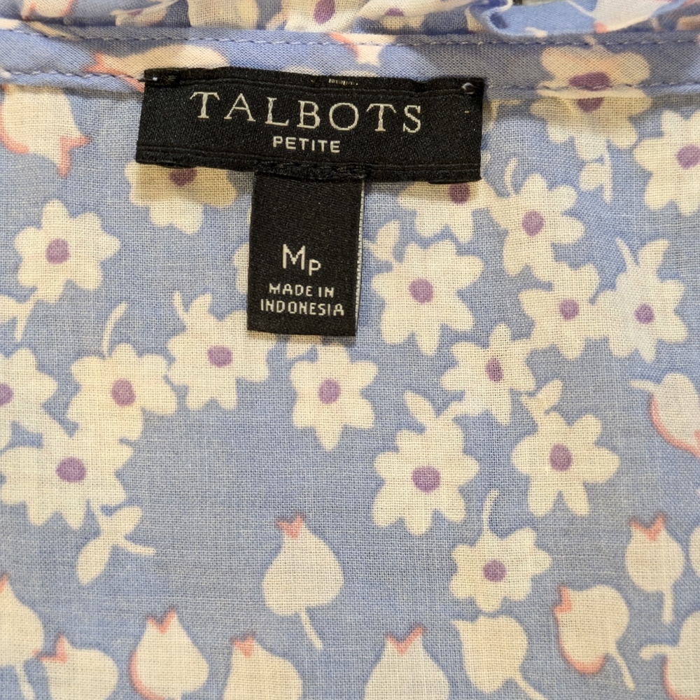Talbots Women's Floral Pintuck Popover Cotton Top Casual Spring Summer Mp‎ - Picture 8 of 11